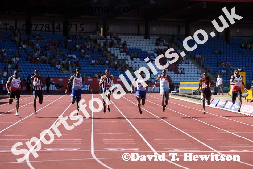 Mens 100 metres, Muller British Championships, Alexander Stadium, Birmingham. Photo: David T. Hewitson/Sports for All Pics